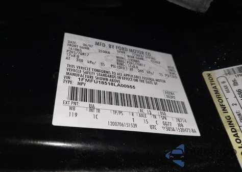 2008 Ford Expedition Eddie Bauer/King Ranch из США, поврежденный, VIN 1FMFU18518LA00955